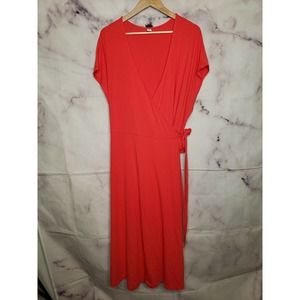 OLD NAVY Red Wrap Around Short Sleeve Midi Dress XXL